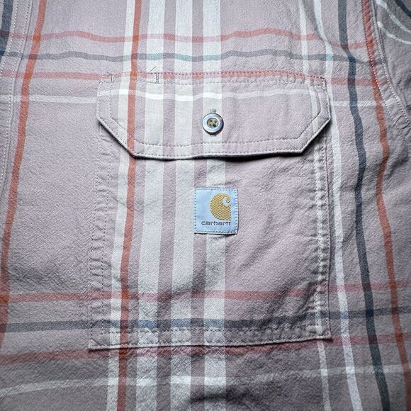 Carhartt Men's Short Sleeve Shirt Button Down Size 2XL Plaid Cotton Pockets - Picture 7 of 7